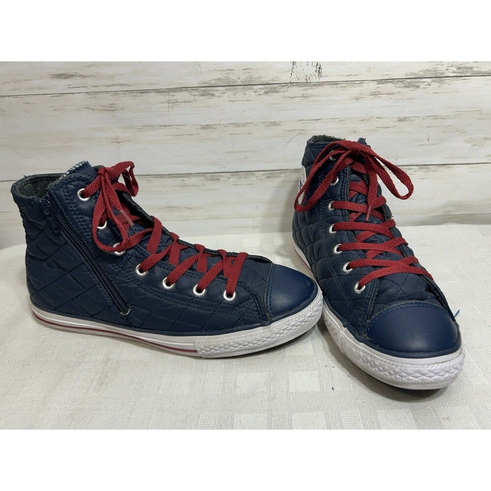 CONVERSE Chuck Taylor SIDE ZIP Blue QUILTED Junior Youth Size 6 Boy Girl Shoe - Picture 1 of 16